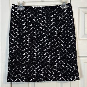 VINCE CAMUTO Black White Size 0 Lined Eyelet Lace Mini Pencil Skirt Cotton